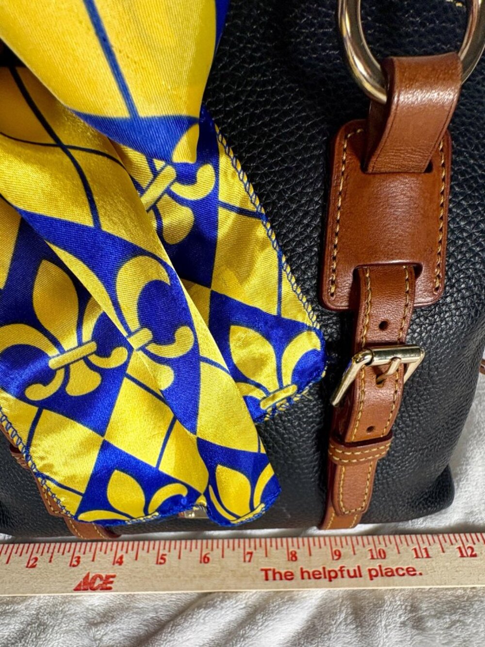 Dooney & Bourke Bristol Satchel in Black with Matching Attached Pouch and Scarf - Picture 10 of 15